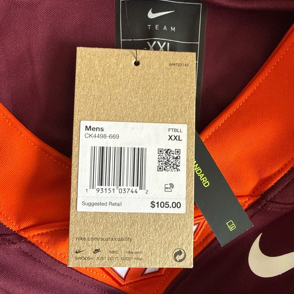 Men’s Nike Jordan Tapscott #81 Autographed VT Hokies Jersey Sz 2XL - NWT RARE - Picture 5 of 6